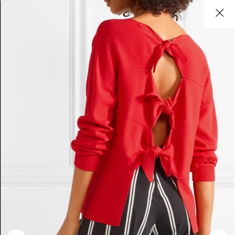 Alice and Olivia tie-back stretch-knit sweater